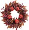 22 Inch Fall Wreath for Front Door(Deep Wine Red, Burgundy, Burnt Orange)14"D x 13"W x 2"H